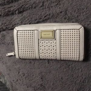 Cream Leather Nine West Clutch Wallet